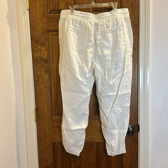 Athleta Retreat Linen High Rise Joggers, White, Size 16 - Picture 2 of 10